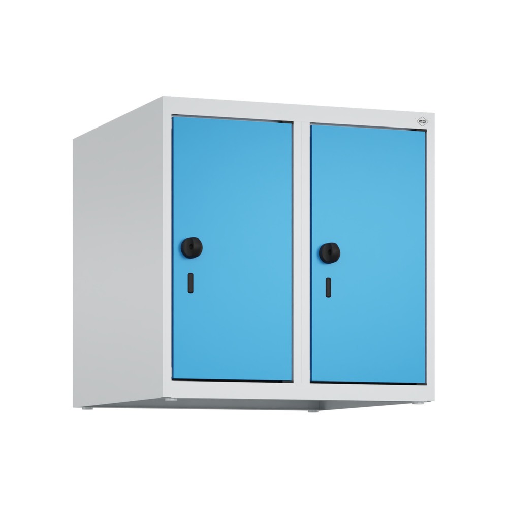 Produktabbildung: C+P Aufsatzschrank für Kleiderspind Serie Classic PLUS, 2 Abteile Breite 250 mm, lichtgrau, lichtblau, für Vorhängeschloss