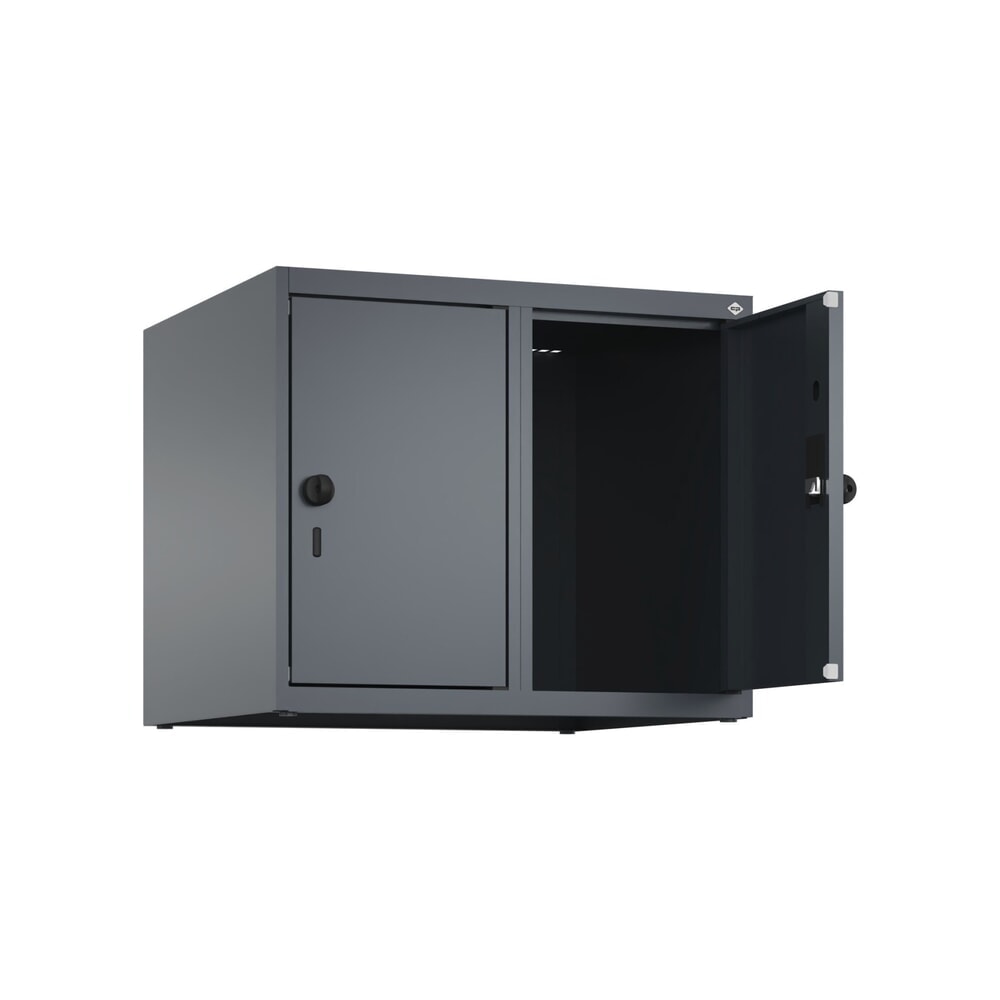 Produktabbildung Nr. 1: C+P Aufsatzschrank für Kleiderspind Serie Classic PLUS, 2 Abteile Breite 300 mm, anthrazitgrau, anthrazitgrau, für Vorhängeschloss