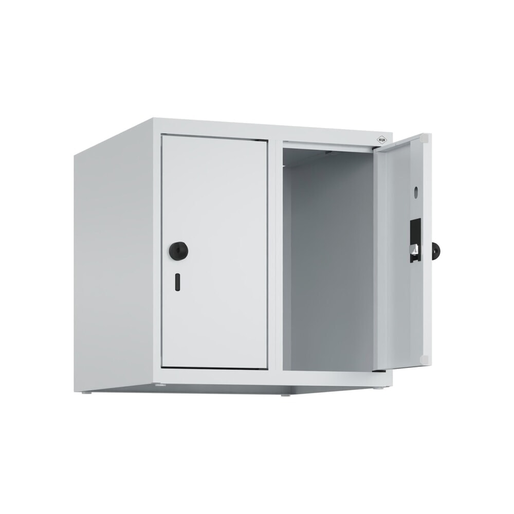 Produktabbildung Nr. 1: C+P Aufsatzschrank für Kleiderspind Serie Classic PLUS, 2 Abteile Breite 250 mm, lichtgrau, lichtgrau, für Vorhängeschloss