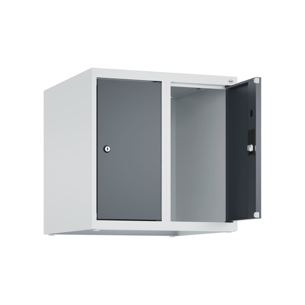 Produktabbildung Nr. 1: C+P Aufsatzschrank für Kleiderspind Serie Classic PLUS, 2 Abteile Breite 250 mm, lichtgrau, anthrazitgrau, Zylinderschloss