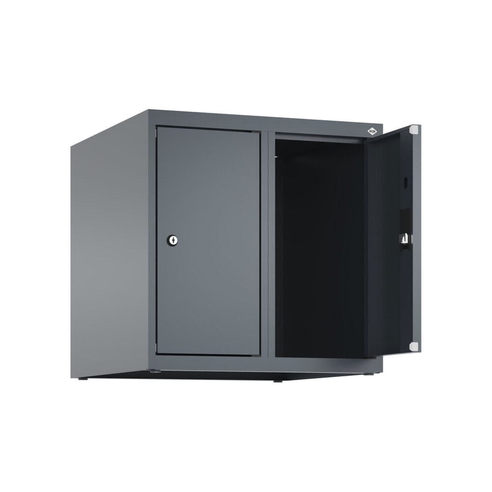 Produktabbildung: C+P Aufsatzschrank für Kleiderspind Serie Classic PLUS, 2 Abteile Breite 250 mm, anthrazitgrau, anthrazitgrau, Zylinderschloss