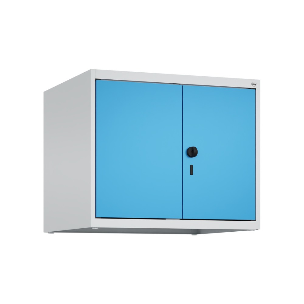 Produktabbildung: C+P Aufsatzschrank für Kleiderspind Serie Classic PLUS, 2 Abteile mit Trennwand, Breite 300 mm, lichtgrau, lichtblau, für Vorhängeschloss