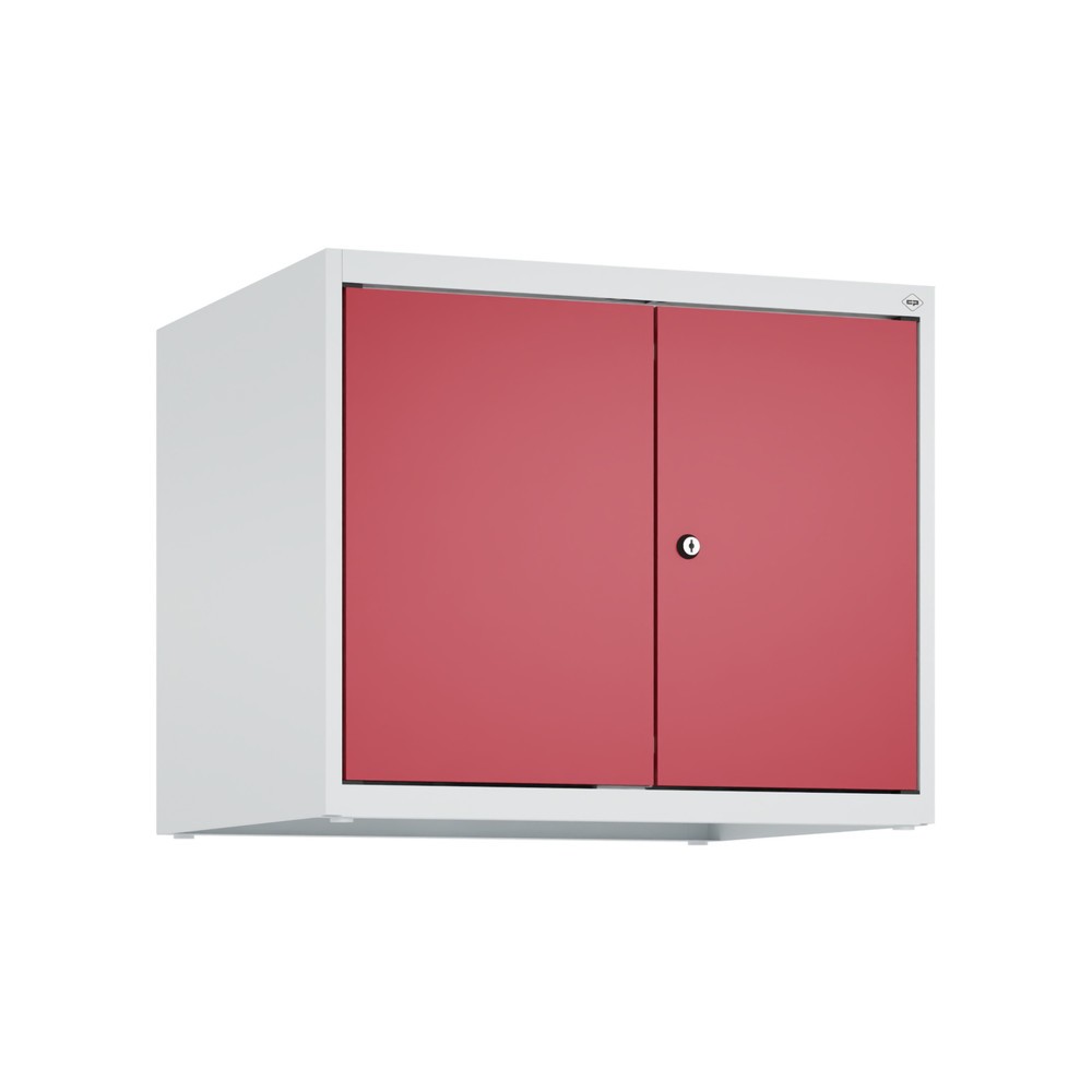 Produktabbildung: C+P Aufsatzschrank für Kleiderspind Serie Classic PLUS, 2 Abteile mit Trennwand, Breite 300 mm, lichtgrau, rubinrot, Zylinderschloss