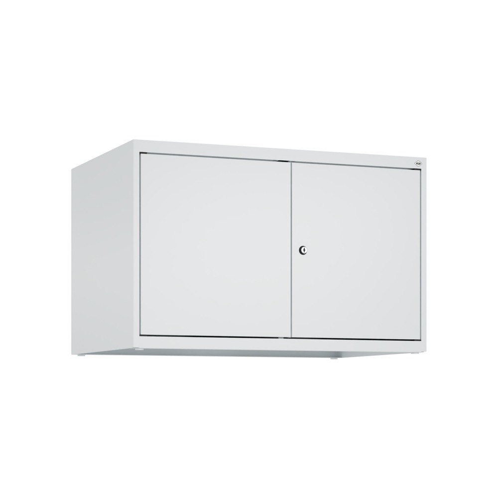 Produktabbildung: C+P Aufsatzschrank für Kleiderspind Serie Classic PLUS, 2 Abteile mit Trennwand, Breite 400 mm, lichtgrau, lichtgrau, Zylinderschloss