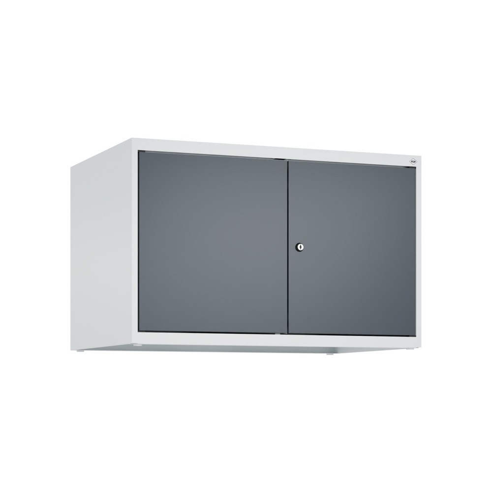 Produktabbildung: C+P Aufsatzschrank für Kleiderspind Serie Classic PLUS, 2 Abteile mit Trennwand, Breite 400 mm, lichtgrau, anthrazitgrau, Zylinderschloss