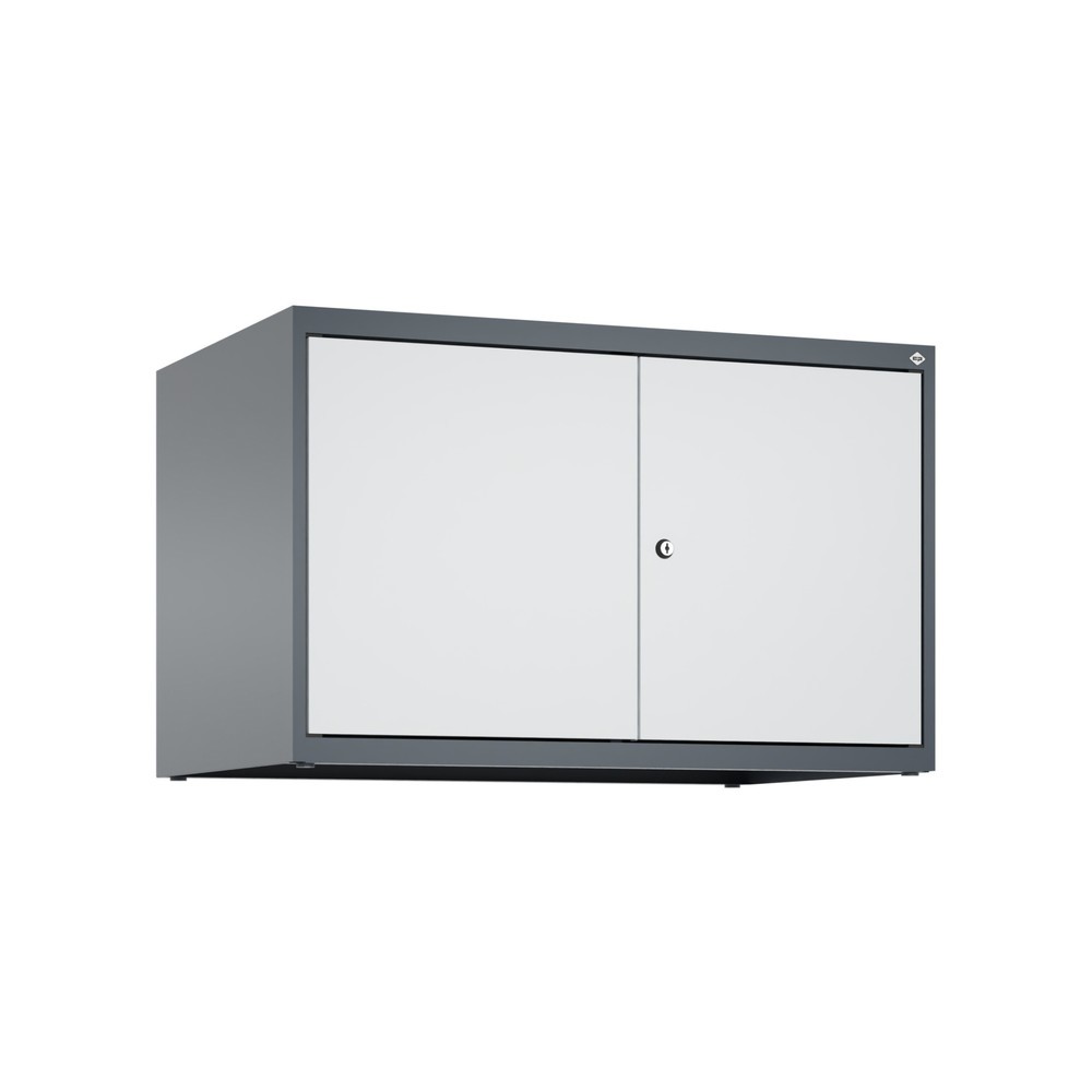 Produktabbildung: C+P Aufsatzschrank für Kleiderspind Serie Classic PLUS, 2 Abteile mit Trennwand, Breite 400 mm, anthrazitgrau, lichtgrau, Zylinderschloss