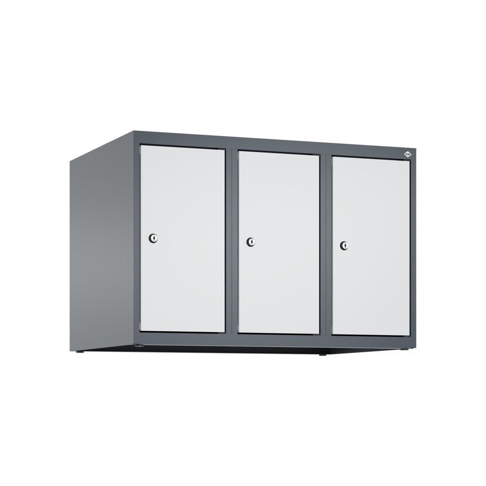 Produktabbildung: C+P Aufsatzschrank für Kleiderspind Serie Classic PLUS, 3 Abteile Breite 250 mm, anthrazitgrau, Zylinderschloss