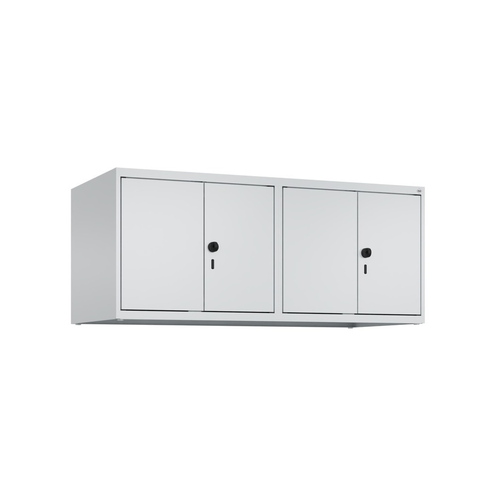 Produktabbildung: C+P Aufsatzschrank für Kleiderspind Serie Classic PLUS, 4 Abteile Breite 300 mm, lichtgrau, lichtgrau, für Vorhängeschloss