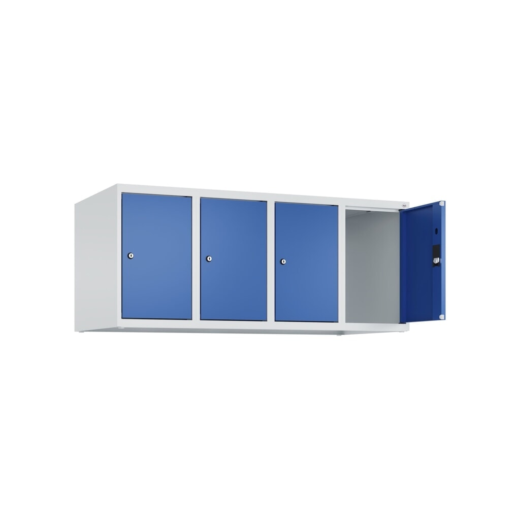 Produktabbildung Nr. 1: C+P Aufsatzschrank für Kleiderspind Serie Classic PLUS, 4 Abteile Breite 300 mm, lichtgrau, enzianblau, Zylinderschloss