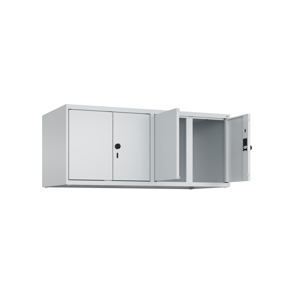 Produktabbildung Nr. 1: C+P Aufsatzschrank für Kleiderspind Serie Classic PLUS, 4 Abteile Breite 300 mm, lichtgrau, lichtgrau, für Vorhängeschloss