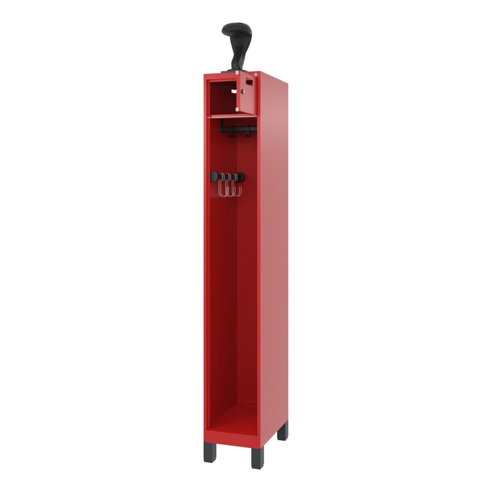 Product afbeelding: C+P brandweerkast PRAKTUS, voeten, 1 compartiment, hxbxd 1.850 x 300 x 500 mm, vuurrood, met helmhouder