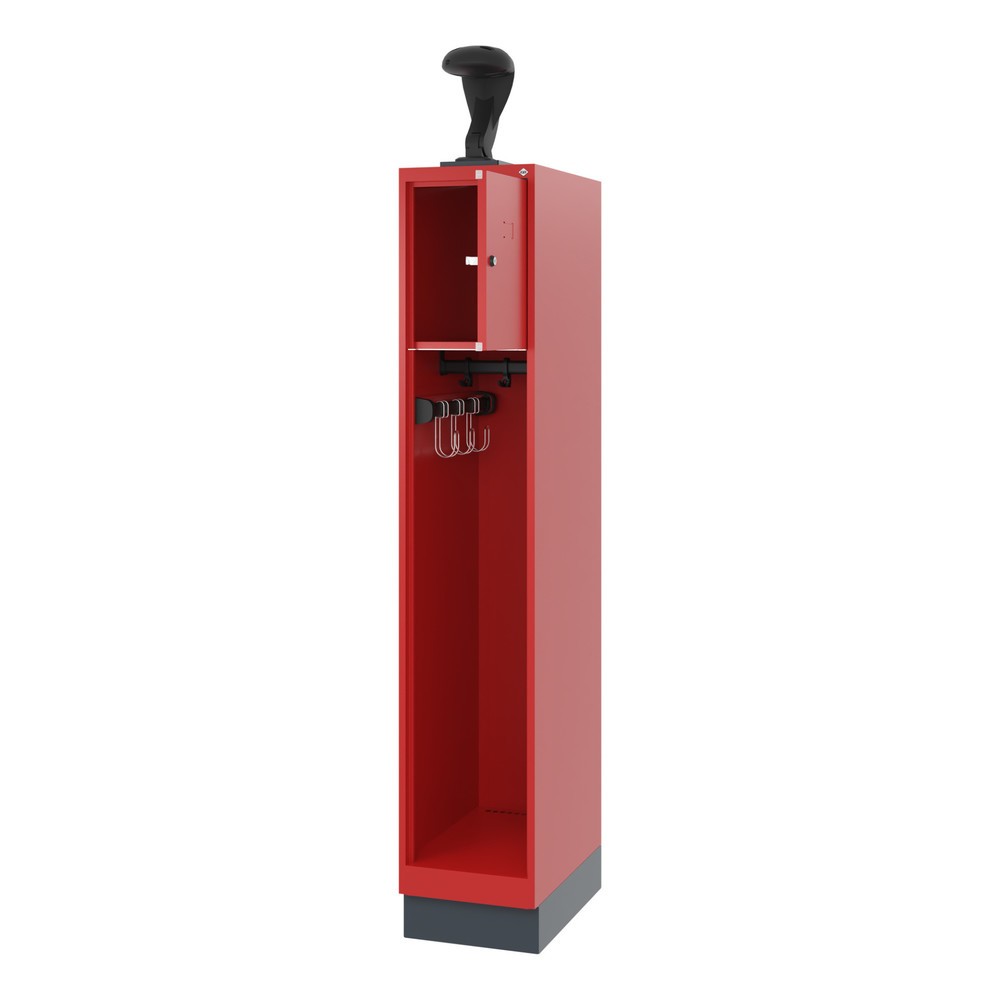 Product afbeelding: C+P brandweerkast YOUNGSTER, sokkel, 1 compartiment, hxbxd 1.530 x 300 x 500 mm, vuurrood, met helmhouder
