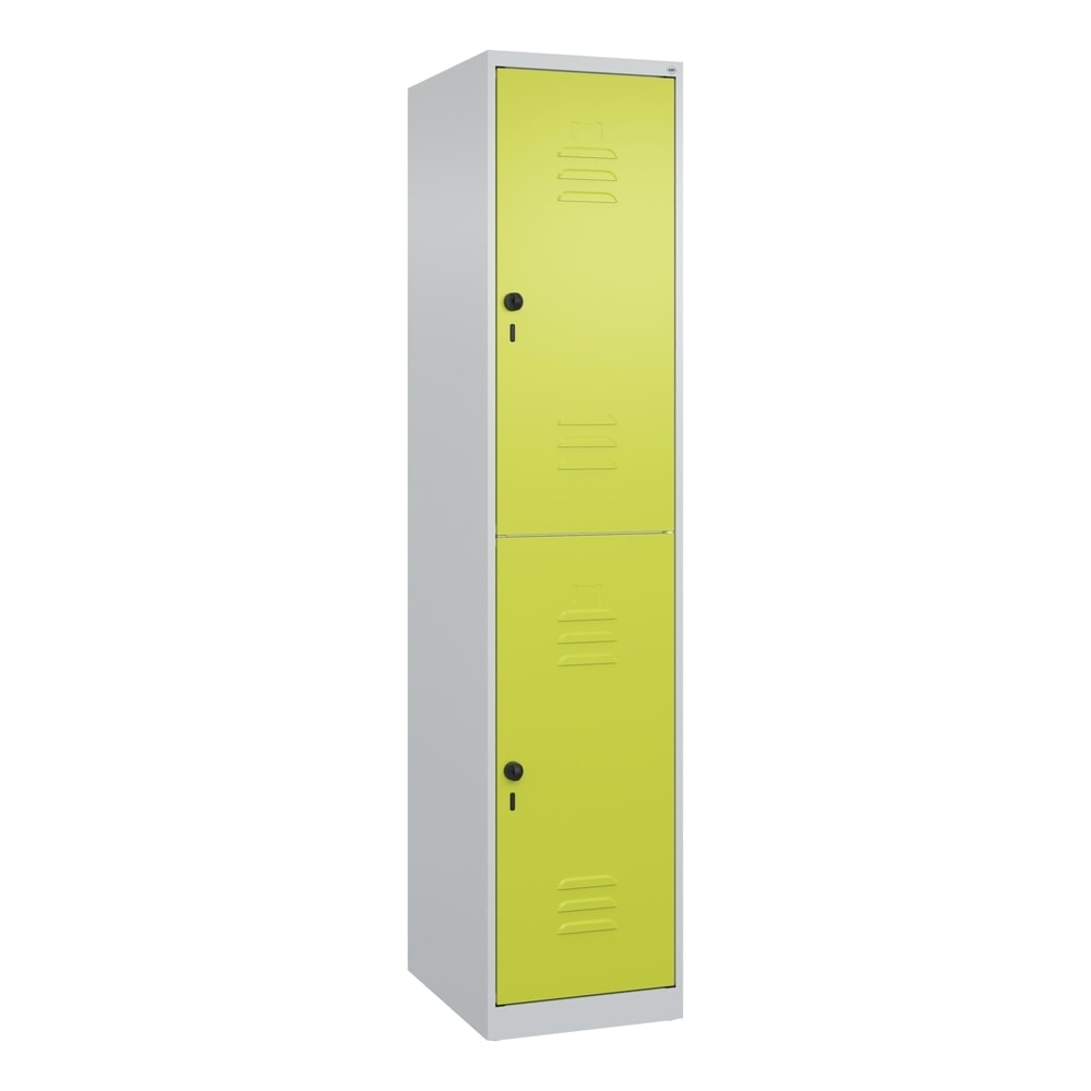 Produktabbildung Nr. 9: C+P Doppelstock-Spind Classic PLUS, 1 Abteil, HxBxT 1.850 x 400 x 500 mm, lichtgrau, clowngrün, für Vorhängeschloss, 2 Fächer
