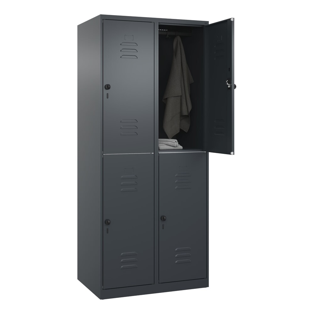 Produktabbildung Nr. 10: C+P Doppelstock-Spind Classic PLUS, 2 Abteile, HxBxT 1.850 x 800 x 500 mm, anthrazitgrau, anthrazitgrau, für Vorhängeschloss, 4 Fächer