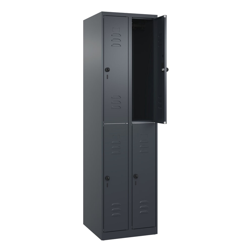 Produktabbildung: C+P Doppelstock-Spind Classic PLUS, 2 Abteile, HxBxT 1.850 x 500 x 500 mm, anthrazitgrau, anthrazitgrau, für Vorhängeschloss, 4 Fächer