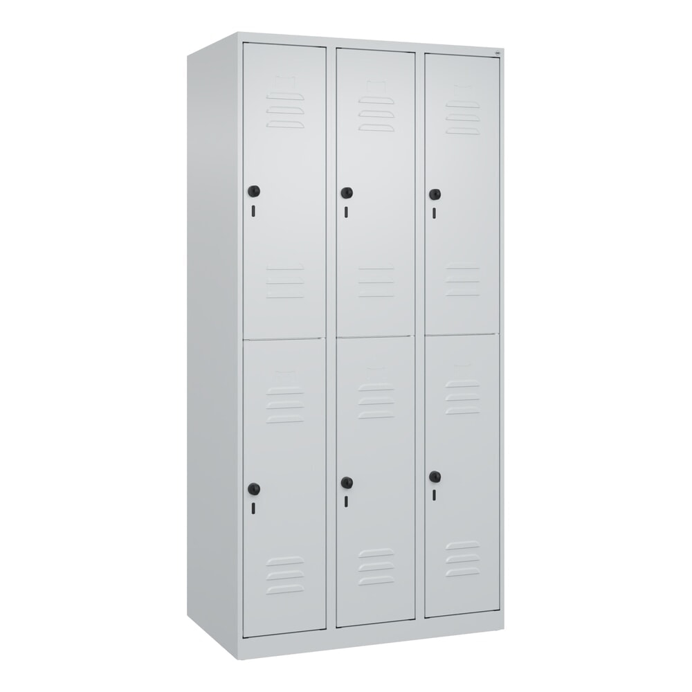 Produktabbildung Nr. 9: C+P Doppelstock-Spind Classic PLUS, 3 Abteile, HxBxT 1.850 x 900 x 500 mm, lichtgrau, lichtgrau, für Vorhängeschloss, 6 Fächer