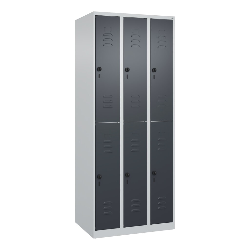 C+P Doppelstock-Spind Classic PLUS, 3 Abteile, HxBxT 1.850 x 750 x 500 mm, lichtgrau, anthrazitgrau, für Vorhängeschloss, 6 Fächer Produktabbildung Nr. 9: C+P Doppelstock-Spind Classic PLUS, 3 Abteile, HxBxT 1.850 x 750 x 500 mm, lichtgrau, anthrazitgrau, für Vorhängeschloss, 6 Fächer