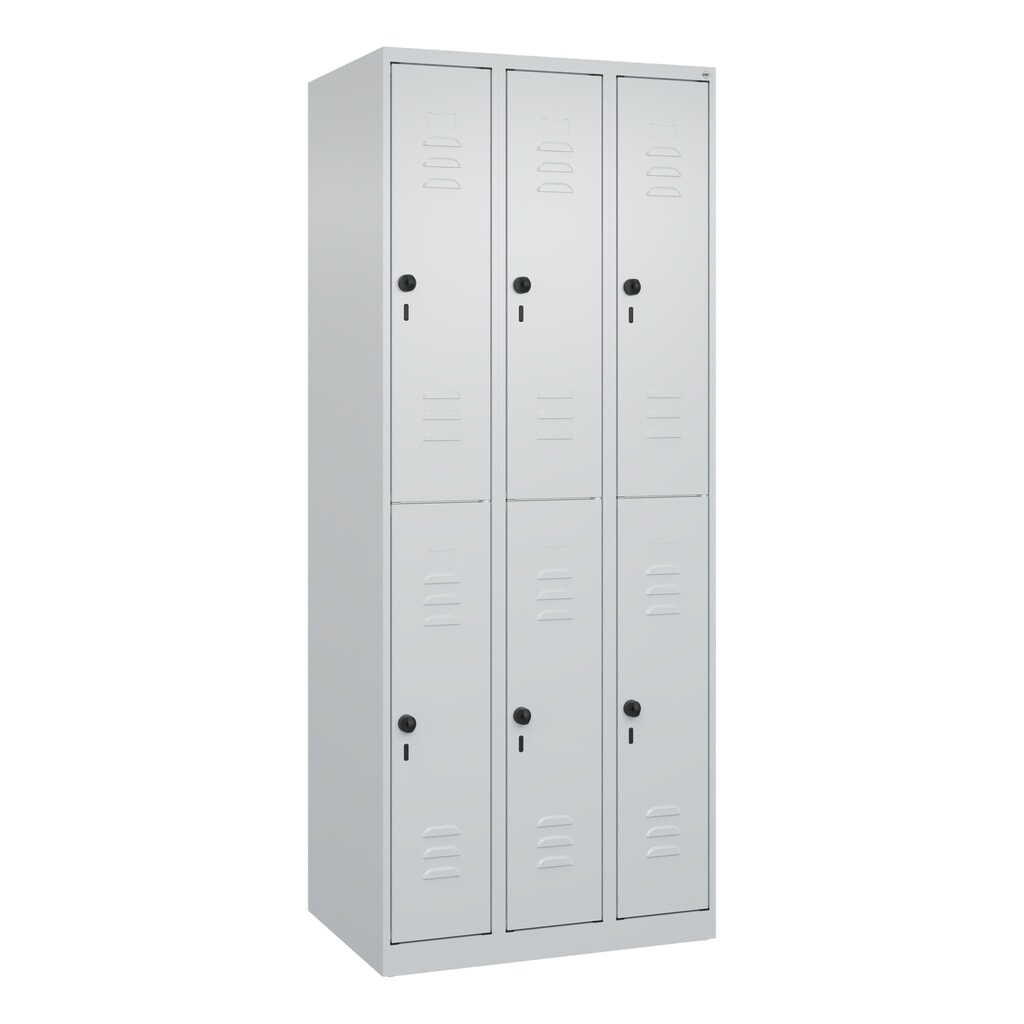 Produktabbildung Nr. 9: C+P Doppelstock-Spind Classic PLUS, 3 Abteile, HxBxT 1.850 x 750 x 500 mm, lichtgrau, lichtgrau, für Vorhängeschloss, 6 Fächer