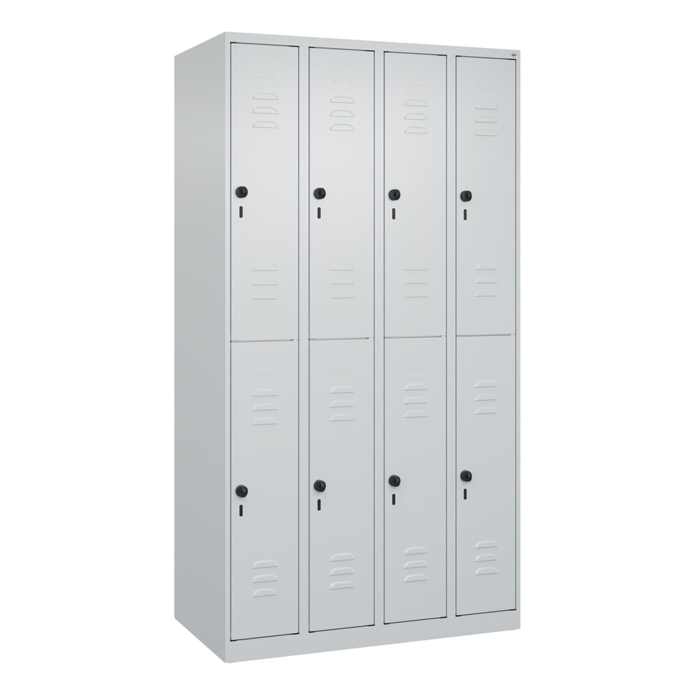 C+P Doppelstock-Spind Classic PLUS, 4 Abteile, HxBxT 1.850 x 1.000 x 500 mm, lichtgrau, lichtgrau, für Vorhängeschloss, 8 Fächer Produktabbildung Nr. 9: C+P Doppelstock-Spind Classic PLUS, 4 Abteile, HxBxT 1.850 x 1.000 x 500 mm, lichtgrau, lichtgrau, für Vorhängeschloss, 8 Fächer