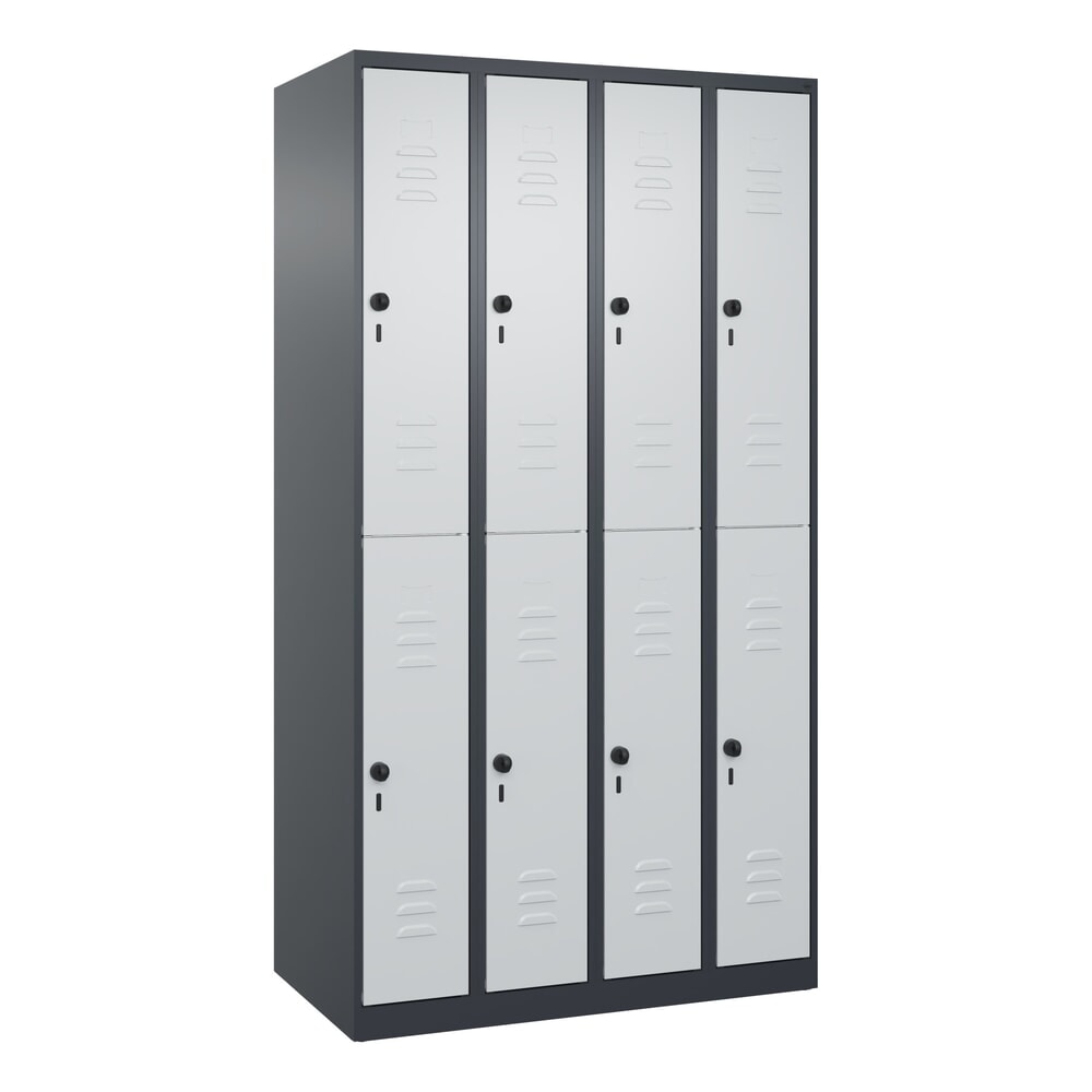 C+P Doppelstock-Spind Classic PLUS, 4 Abteile, HxBxT 1.850 x 1.000 x 500 mm, anthrazitgrau, lichtgrau, für Vorhängeschloss, 8 Fächer Produktabbildung Nr. 9: C+P Doppelstock-Spind Classic PLUS, 4 Abteile, HxBxT 1.850 x 1.000 x 500 mm, anthrazitgrau, lichtgrau, für Vorhängeschloss, 8 Fächer