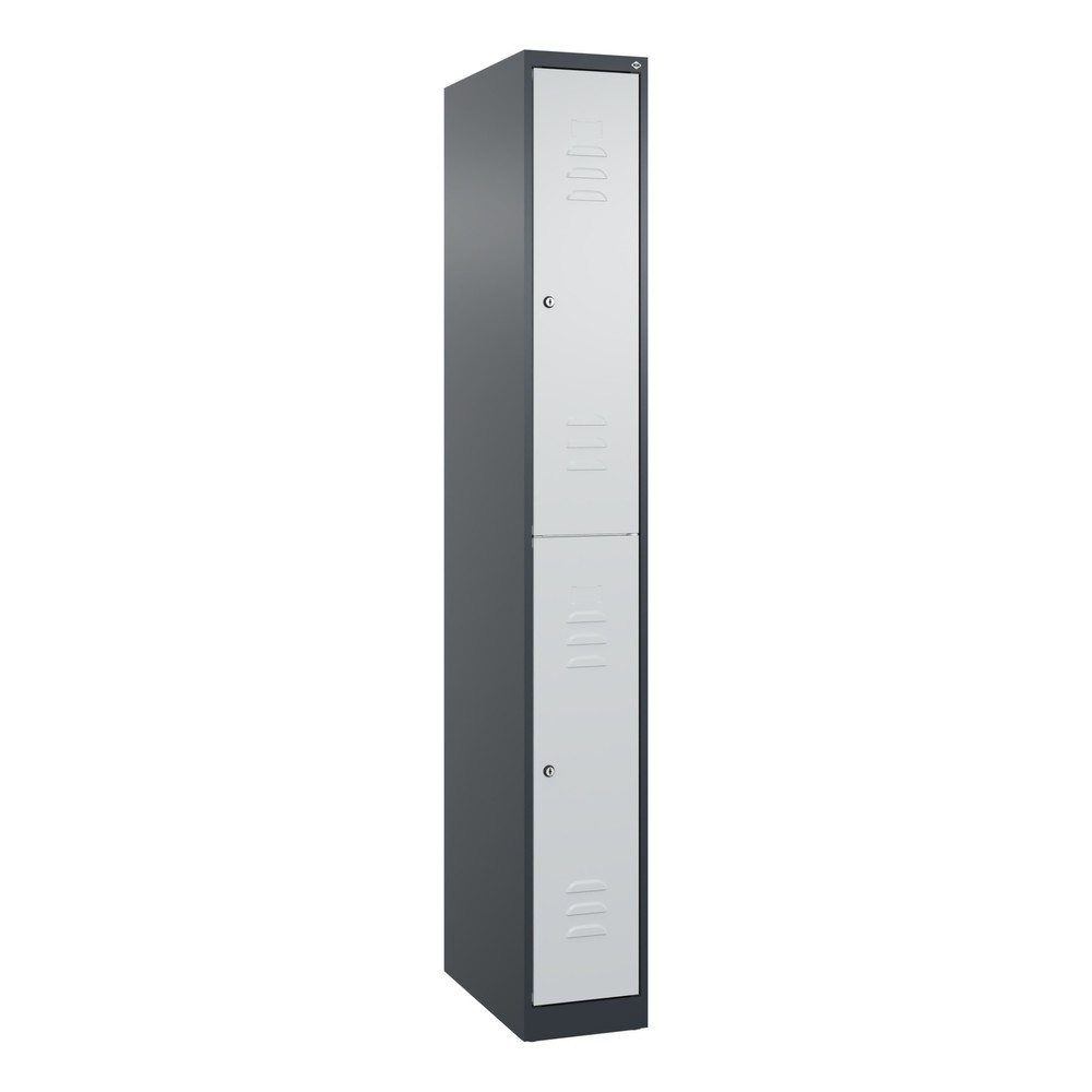 Produktabbildung: C+P Doppelstock-Spind Classic PLUS, 1 Abteil, HxBxT 1.850 x 250 x 500 mm, anthrazitgrau, lichtgrau, Zylinderschloss, 2 Fächer