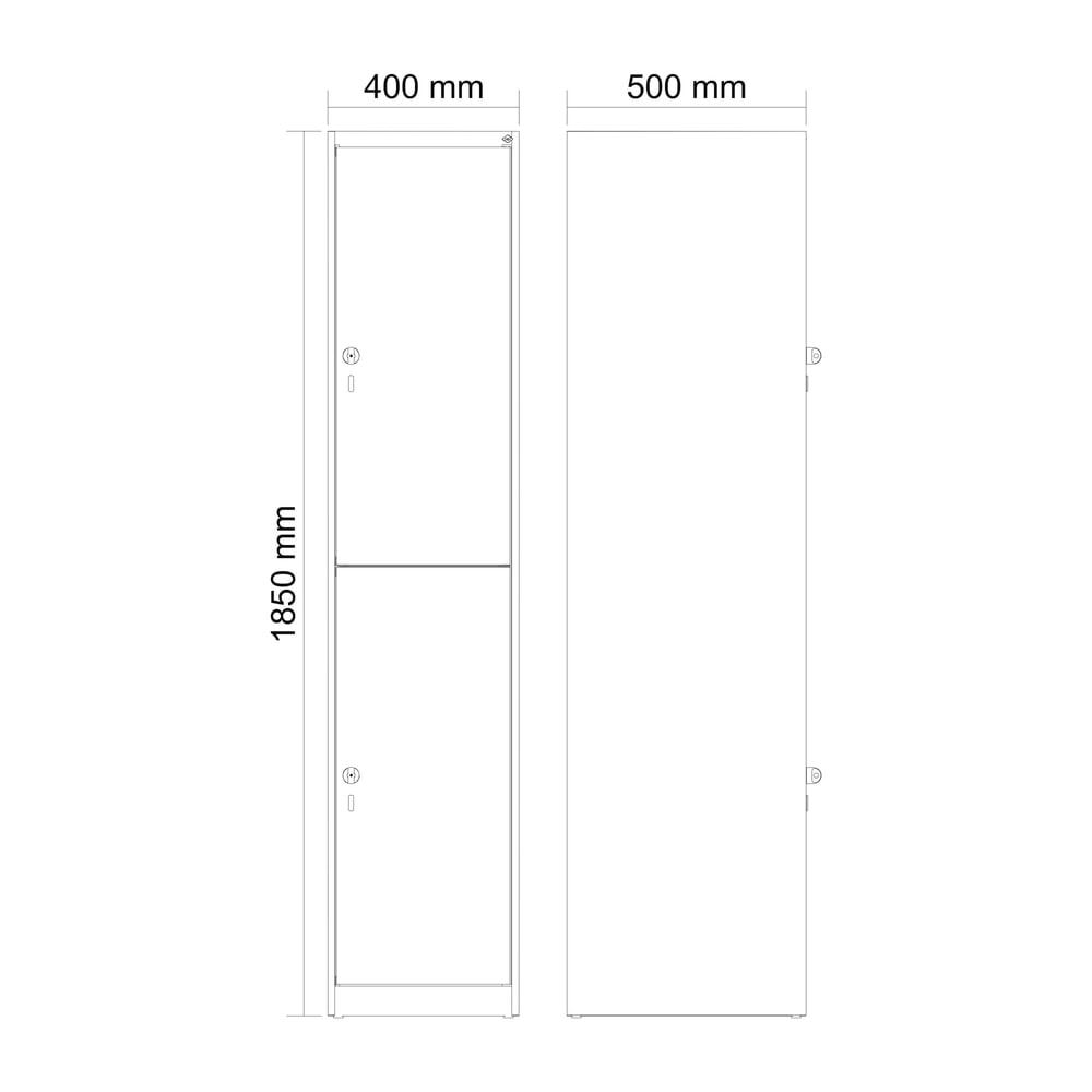 Produktabbildung Nr. 8: C+P Doppelstock-Spind Classic PLUS, 1 Abteil, HxBxT 1.850 x 400 x 500 mm, anthrazitgrau, lichtgrau, für Vorhängeschloss, 2 Fächer