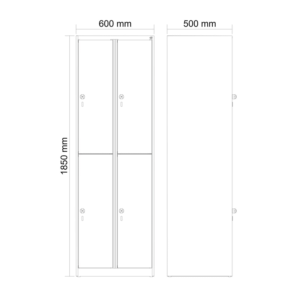Produktabbildung Nr. 8: C+P Doppelstock-Spind Classic PLUS, 2 Abteile, HxBxT 1.850 x 600 x 500 mm, anthrazitgrau, anthrazitgrau, für Vorhängeschloss, 4 Fächer