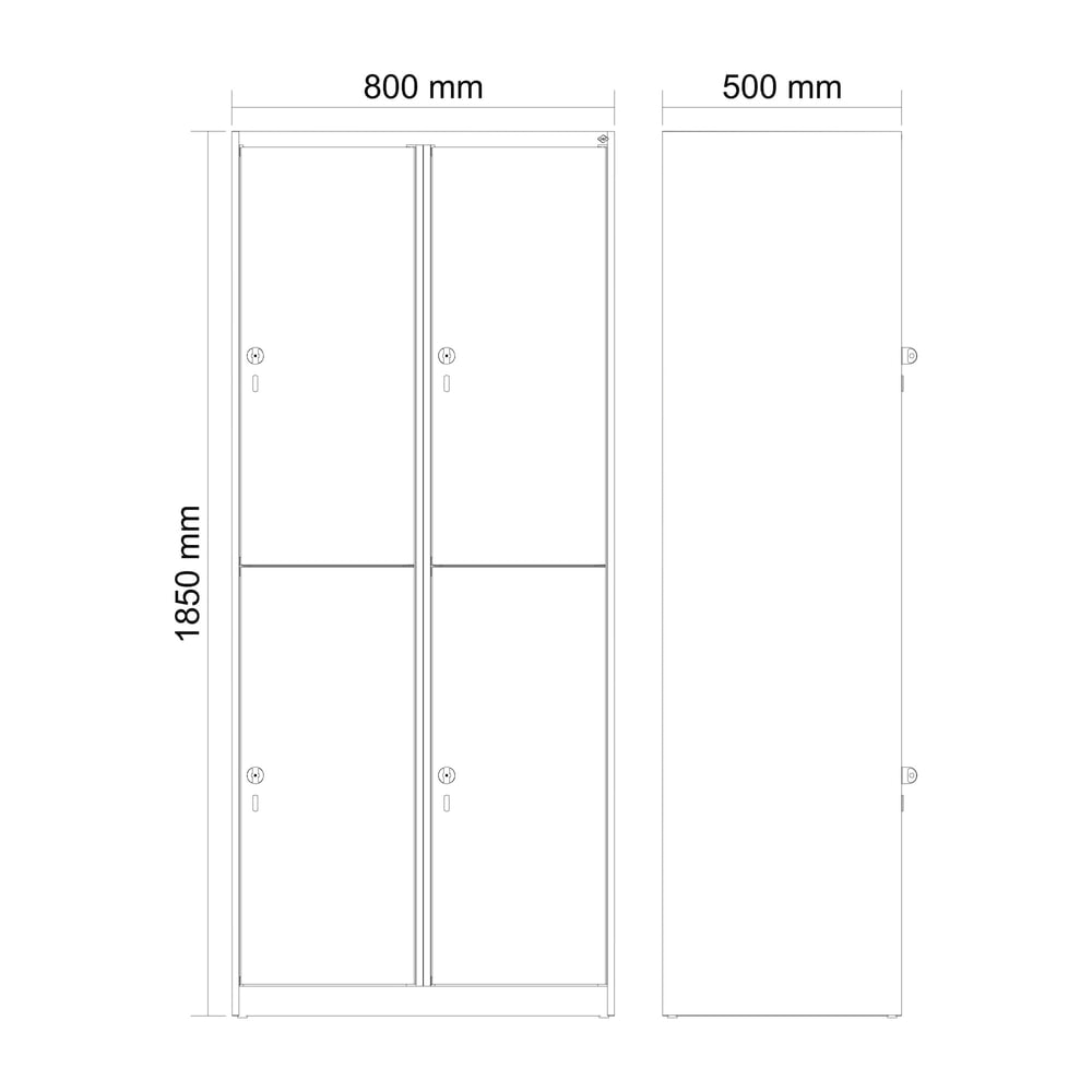 Produktabbildung Nr. 8: C+P Doppelstock-Spind Classic PLUS, 2 Abteile, HxBxT 1.850 x 800 x 500 mm, anthrazitgrau, anthrazitgrau, Zylinderschloss, 4 Fächer