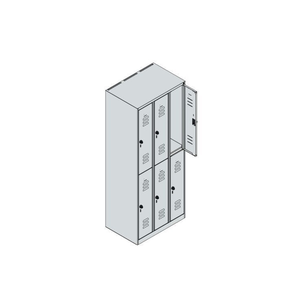 Produktabbildung Nr. 8: C+P Doppelstock-Spind Classic PLUS, 3 Abteile, HxBxT 1.850 x 750 x 500 mm, anthrazitgrau, lichtgrau, für Vorhängeschloss, 6 Fächer