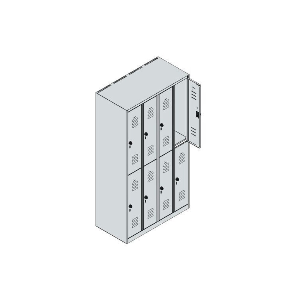 C+P Doppelstock-Spind Classic PLUS, 4 Abteile, HxBxT 1.850 x 1.000 x 500 mm, lichtgrau, anthrazitgrau, Zylinderschloss, 8 Fächer Produktabbildung Nr. 8: C+P Doppelstock-Spind Classic PLUS, 4 Abteile, HxBxT 1.850 x 1.000 x 500 mm, lichtgrau, anthrazitgrau, Zylinderschloss, 8 Fächer