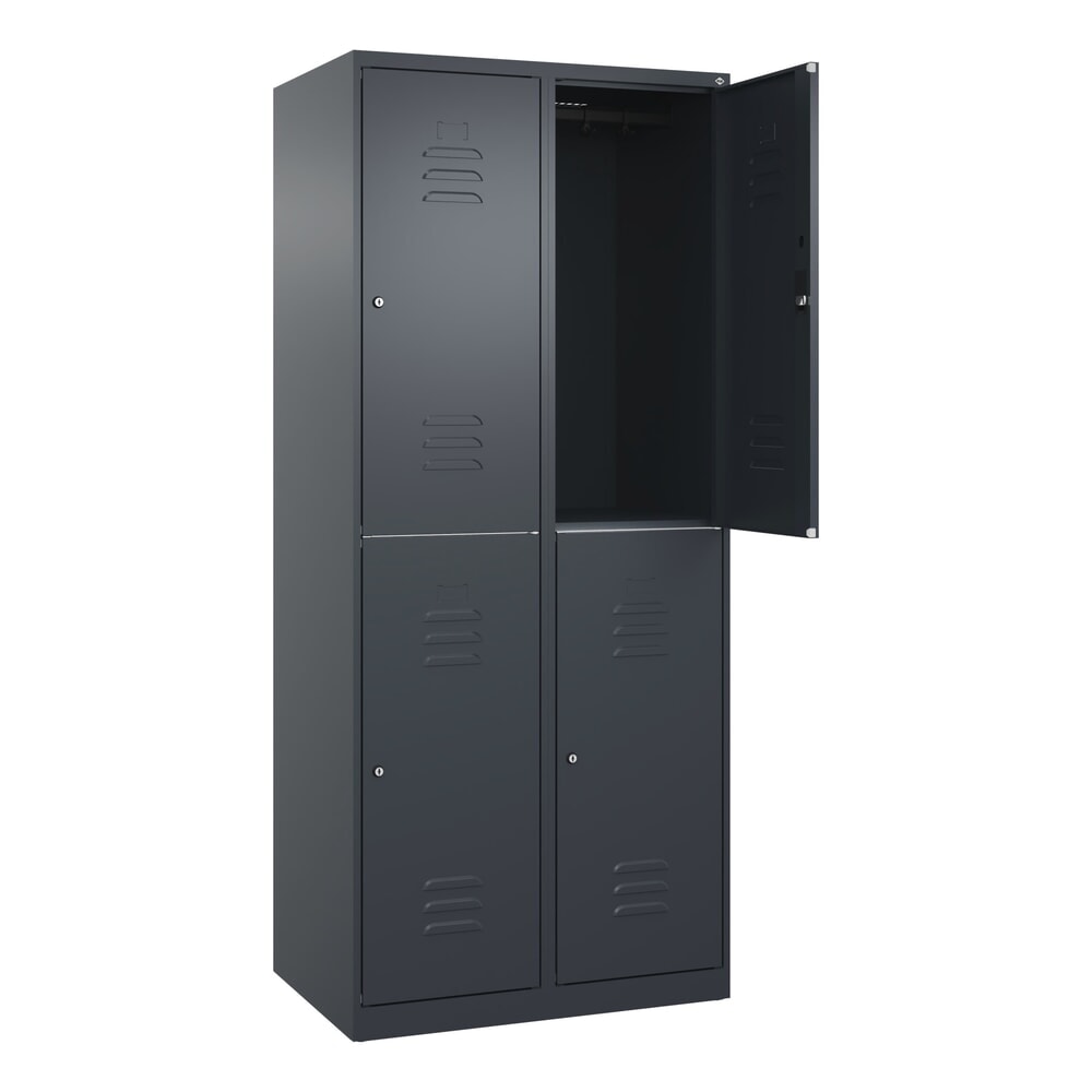 Produktabbildung Nr. 1: C+P Doppelstock-Spind Classic PLUS, 2 Abteile, HxBxT 1.850 x 800 x 500 mm, anthrazitgrau, anthrazitgrau, Zylinderschloss, 4 Fächer