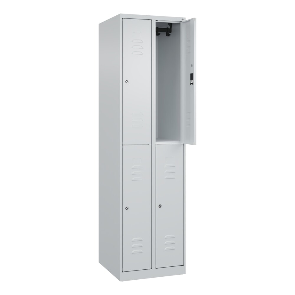 Produktabbildung Nr. 1: C+P Doppelstock-Spind Classic PLUS, 2 Abteile, HxBxT 1.850 x 500 x 500 mm, lichtgrau, lichtgrau, Zylinderschloss, 4 Fächer