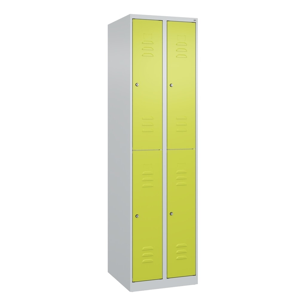 C+P Doppelstock-Spind Classic PLUS, 2 Abteile, HxBxT 1.850 x 500 x 500 mm, lichtgrau, clowngrün, Zylinderschloss, 4 Fächer Produktabbildung Nr. 9: C+P Doppelstock-Spind Classic PLUS, 2 Abteile, HxBxT 1.850 x 500 x 500 mm, lichtgrau, clowngrün, Zylinderschloss, 4 Fächer