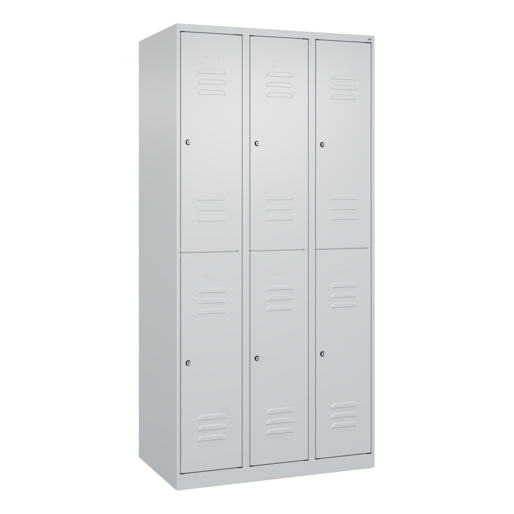 Produktabbildung Nr. 9: C+P Doppelstock-Spind Classic PLUS, 3 Abteile, HxBxT 1.850 x 900 x 500 mm, lichtgrau, lichtgrau, Zylinderschloss, 6 Fächer