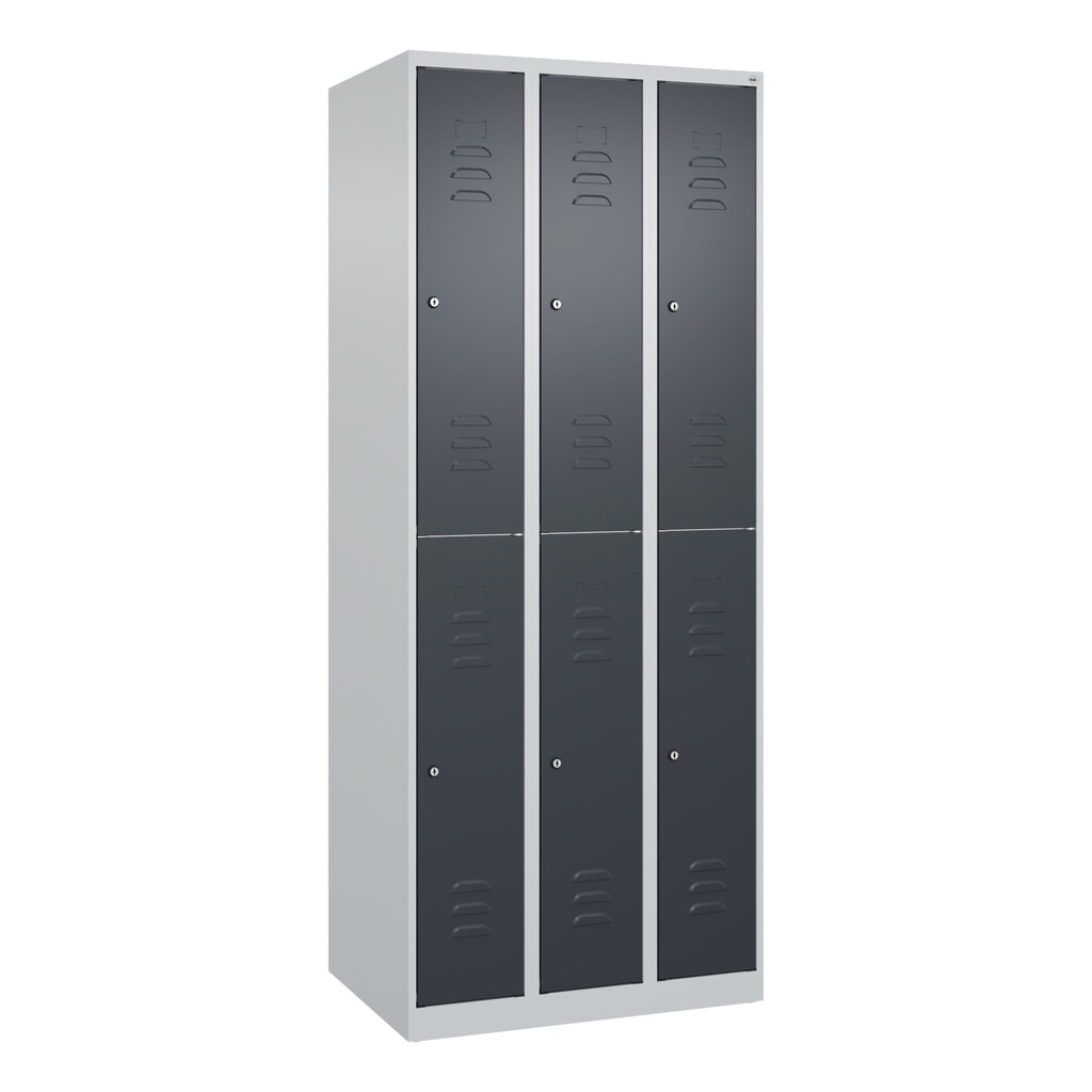 C+P Doppelstock-Spind Classic PLUS, 3 Abteile, HxBxT 1.850 x 750 x 500 mm, lichtgrau, anthrazitgrau, Zylinderschloss, 6 Fächer Produktabbildung Nr. 9: C+P Doppelstock-Spind Classic PLUS, 3 Abteile, HxBxT 1.850 x 750 x 500 mm, lichtgrau, anthrazitgrau, Zylinderschloss, 6 Fächer