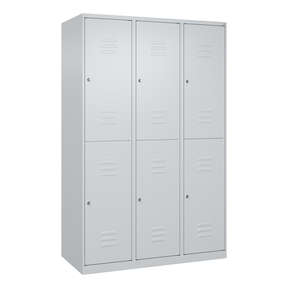 Produktabbildung Nr. 9: C+P Doppelstock-Spind Classic PLUS, 3 Abteile, HxBxT 1.850 x 1.200 x 500 mm, lichtgrau, lichtgrau, Zylinderschloss, 6 Fächer