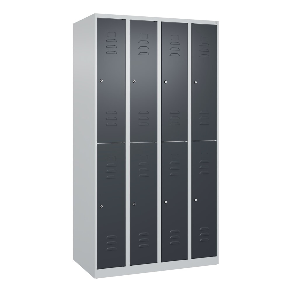 C+P Doppelstock-Spind Classic PLUS, 4 Abteile, HxBxT 1.850 x 1.000 x 500 mm, lichtgrau, anthrazitgrau, Zylinderschloss, 8 Fächer Produktabbildung Nr. 9: C+P Doppelstock-Spind Classic PLUS, 4 Abteile, HxBxT 1.850 x 1.000 x 500 mm, lichtgrau, anthrazitgrau, Zylinderschloss, 8 Fächer