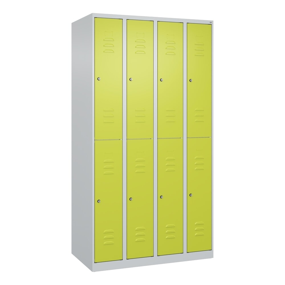 C+P Doppelstock-Spind Classic PLUS, 4 Abteile, HxBxT 1.850 x 1.000 x 500 mm, lichtgrau, clowngrün, Zylinderschloss, 8 Fächer Produktabbildung Nr. 9: C+P Doppelstock-Spind Classic PLUS, 4 Abteile, HxBxT 1.850 x 1.000 x 500 mm, lichtgrau, clowngrün, Zylinderschloss, 8 Fächer