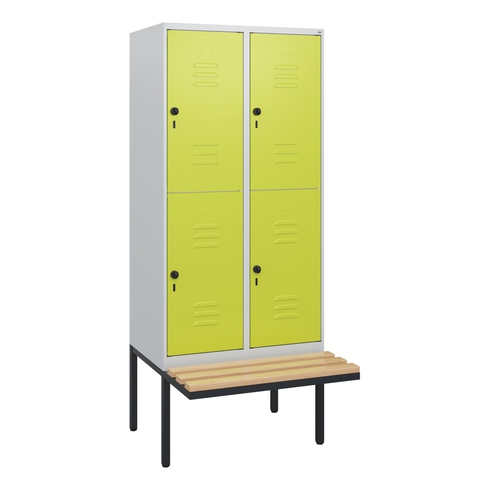 C+P Doppelstock-Spind Classic PLUS, 2 Abteile, HxBxT 1.950 x 800 x 815 mm, für Vorhängeschloss, auskragende Bank aus Buche, lichtgrau, clowngrün Produktabbildung Nr. 9: C+P Doppelstock-Spind Classic PLUS, 2 Abteile, HxBxT 1.950 x 800 x 815 mm, für Vorhängeschloss, auskragende Bank aus Buche, lichtgrau, clowngrün