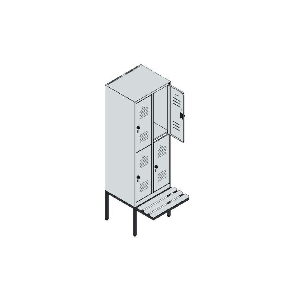 C+P Doppelstock-Spind Classic PLUS, 2 Abteile, HxBxT 1.950 x 600 x 815 mm, Zylinderschloss, auskragende Bank aus Kunststoff, lichtgrau, lichtblau Produktabbildung Nr. 8: C+P Doppelstock-Spind Classic PLUS, 2 Abteile, HxBxT 1.950 x 600 x 815 mm, Zylinderschloss, auskragende Bank aus Kunststoff, lichtgrau, lichtblau
