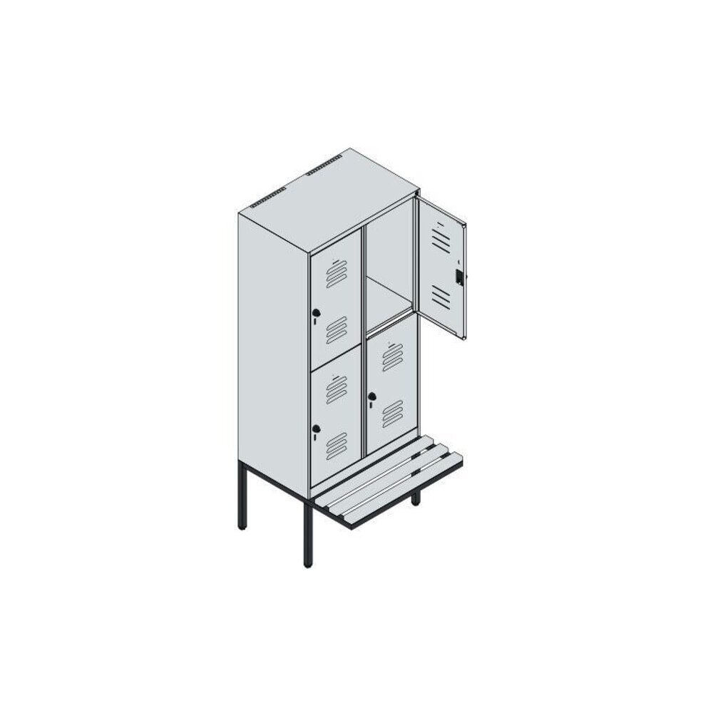 C+P Doppelstock-Spind Classic PLUS, 2 Abteile, HxBxT 1.950 x 800 x 815 mm, für Vorhängeschloss, auskragende Bank aus Buche, lichtgrau, enzianblau Produktabbildung Nr. 8: C+P Doppelstock-Spind Classic PLUS, 2 Abteile, HxBxT 1.950 x 800 x 815 mm, für Vorhängeschloss, auskragende Bank aus Buche, lichtgrau, enzianblau