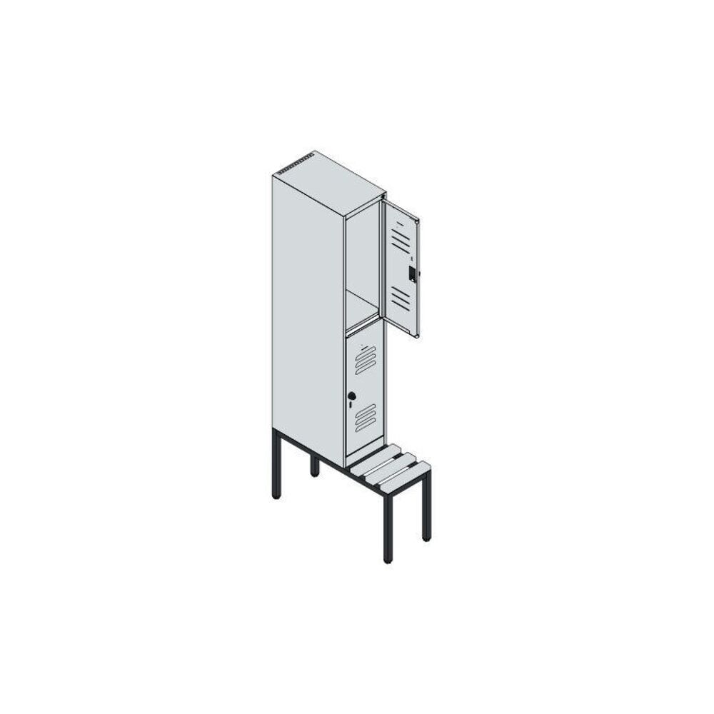 Produktabbildung Nr. 8: C+P Doppelstock-Spind Classic PLUS, 1 Abteil, HxBxT 1.950 x 300 x 815 mm, für Vorhängeschloss, untergebaute Bank aus Buche, anthrazitgrau, lichtgrau