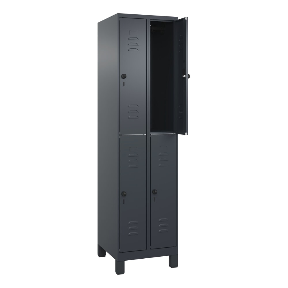 C+P Doppelstock-Spind Classic PLUS, Füße, 2 Abteile, HxBxT 1.950 x 500 x 500 mm, anthrazitgrau, anthrazitgrau, 4 Fächer, für Vorhängeschloss Produktabbildung: C+P Doppelstock-Spind Classic PLUS, Füße, 2 Abteile, HxBxT 1.950 x 500 x 500 mm, anthrazitgrau, anthrazitgrau, 4 Fächer, für Vorhängeschloss