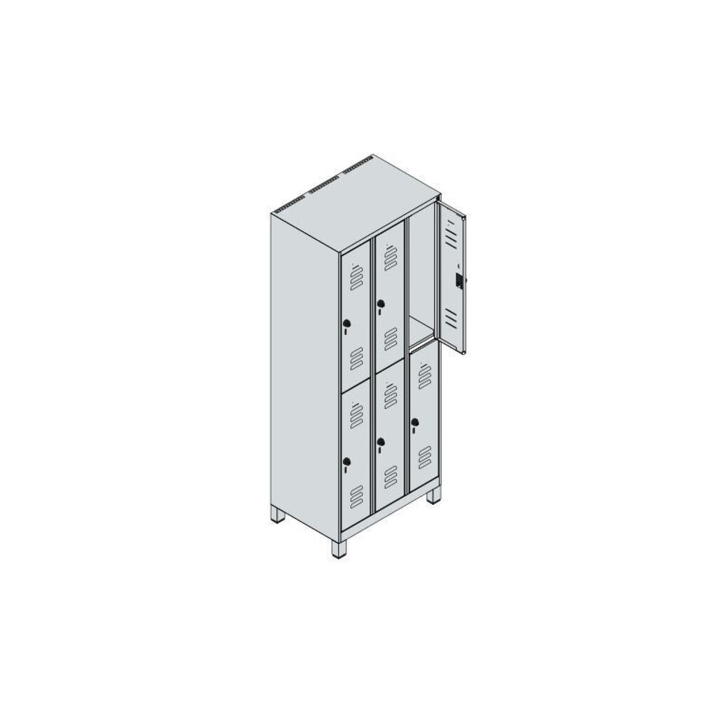 Produktabbildung Nr. 8: C+P Doppelstock-Spind Classic PLUS, Füße, 3 Abteile, HxBxT 1.950 x 750 x 500 mm, anthrazitgrau, lichtgrau, 6 Fächer, für Vorhängeschloss
