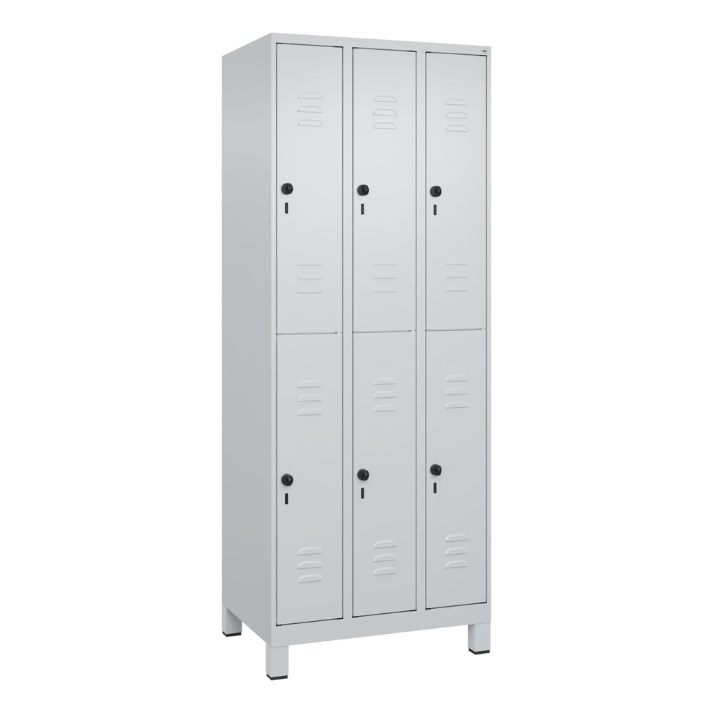 Produktabbildung Nr. 9: C+P Doppelstock-Spind Classic PLUS, Füße, 3 Abteile, HxBxT 1.950 x 750 x 500 mm, lichtgrau, lichtgrau, 6 Fächer, für Vorhängeschloss