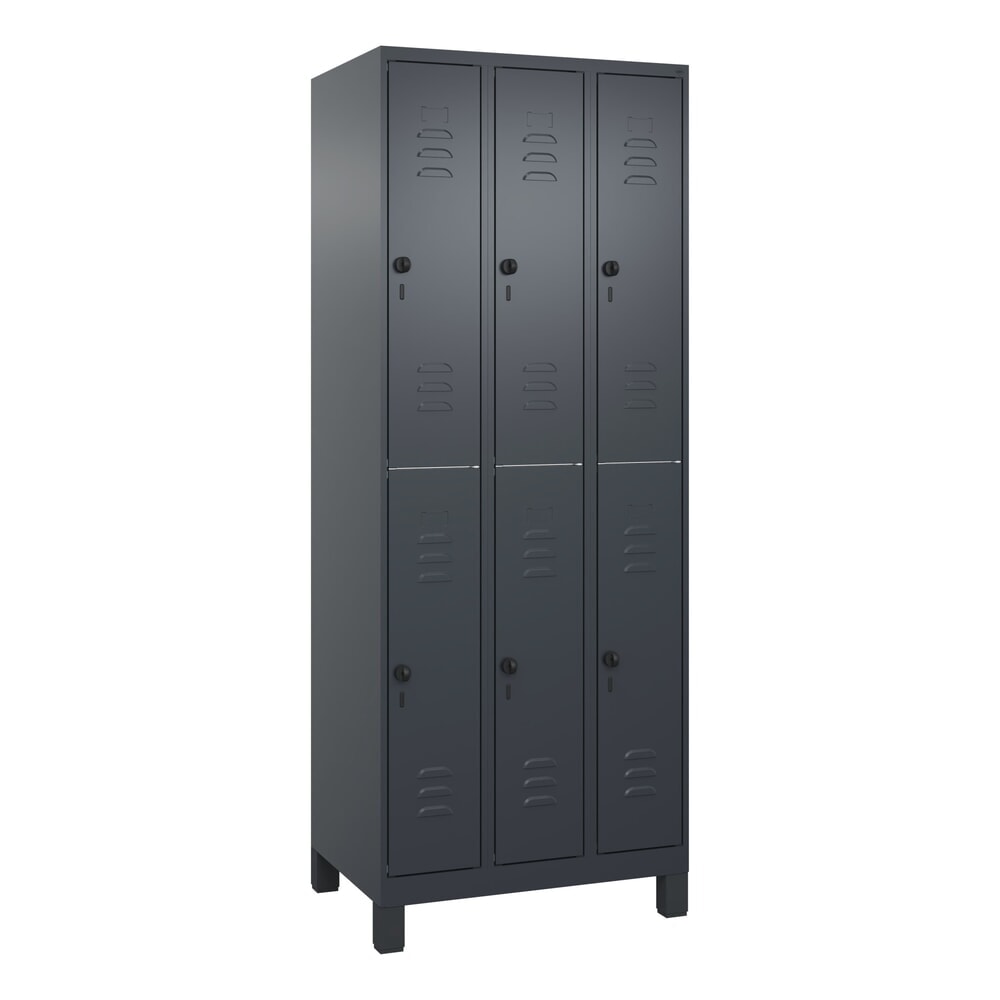 Produktabbildung Nr. 9: C+P Doppelstock-Spind Classic PLUS, Füße, 3 Abteile, HxBxT 1.950 x 750 x 500 mm, anthrazitgrau, anthrazitgrau, 6 Fächer, für Vorhängeschloss