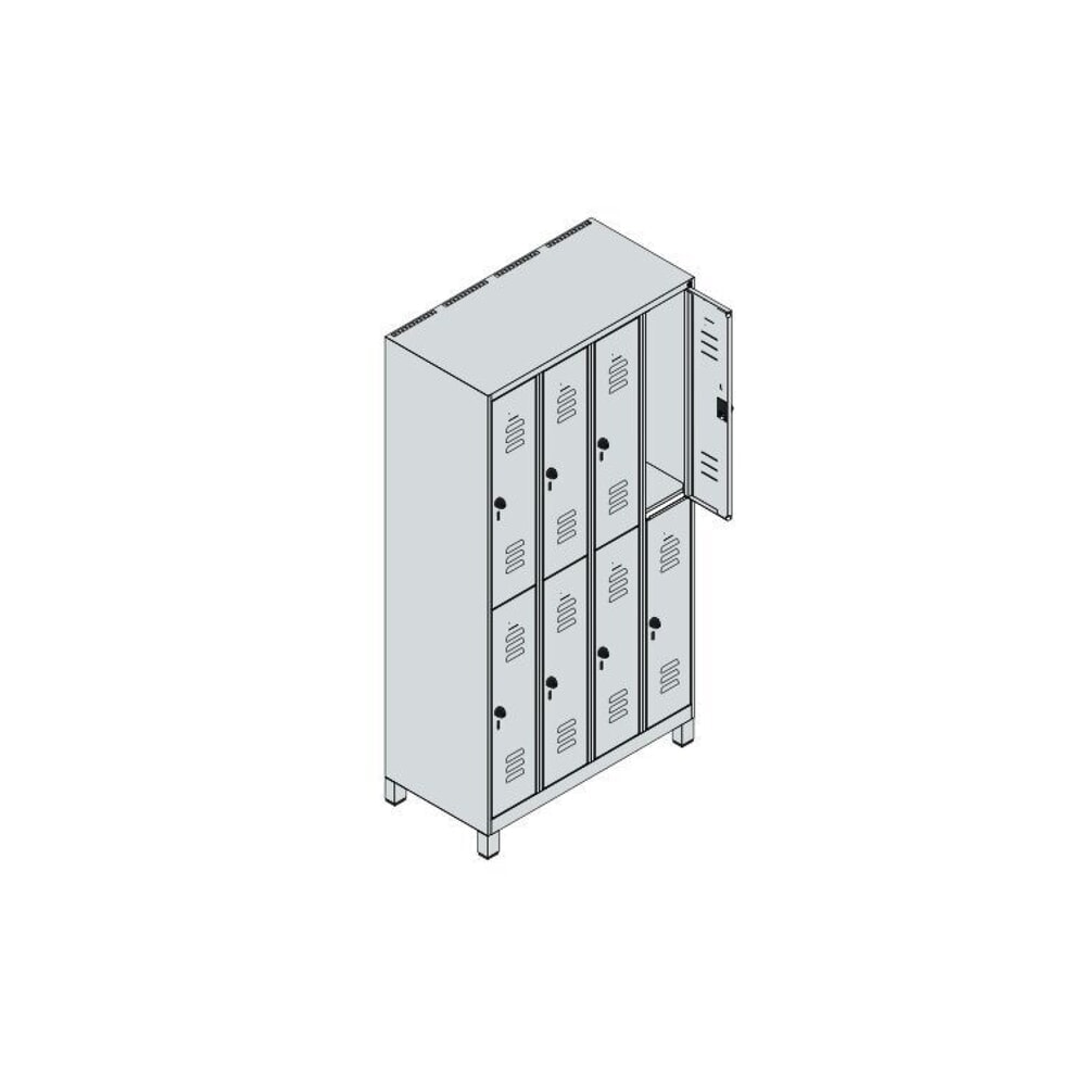 C+P Doppelstock-Spind Classic PLUS, Füße, 4 Abteile, HxBxT 1.950 x 1.000 x 500 mm, lichtgrau, anthrazitgrau, 8 Fächer, für Vorhängeschloss Produktabbildung Nr. 8: C+P Doppelstock-Spind Classic PLUS, Füße, 4 Abteile, HxBxT 1.950 x 1.000 x 500 mm, lichtgrau, anthrazitgrau, 8 Fächer, für Vorhängeschloss