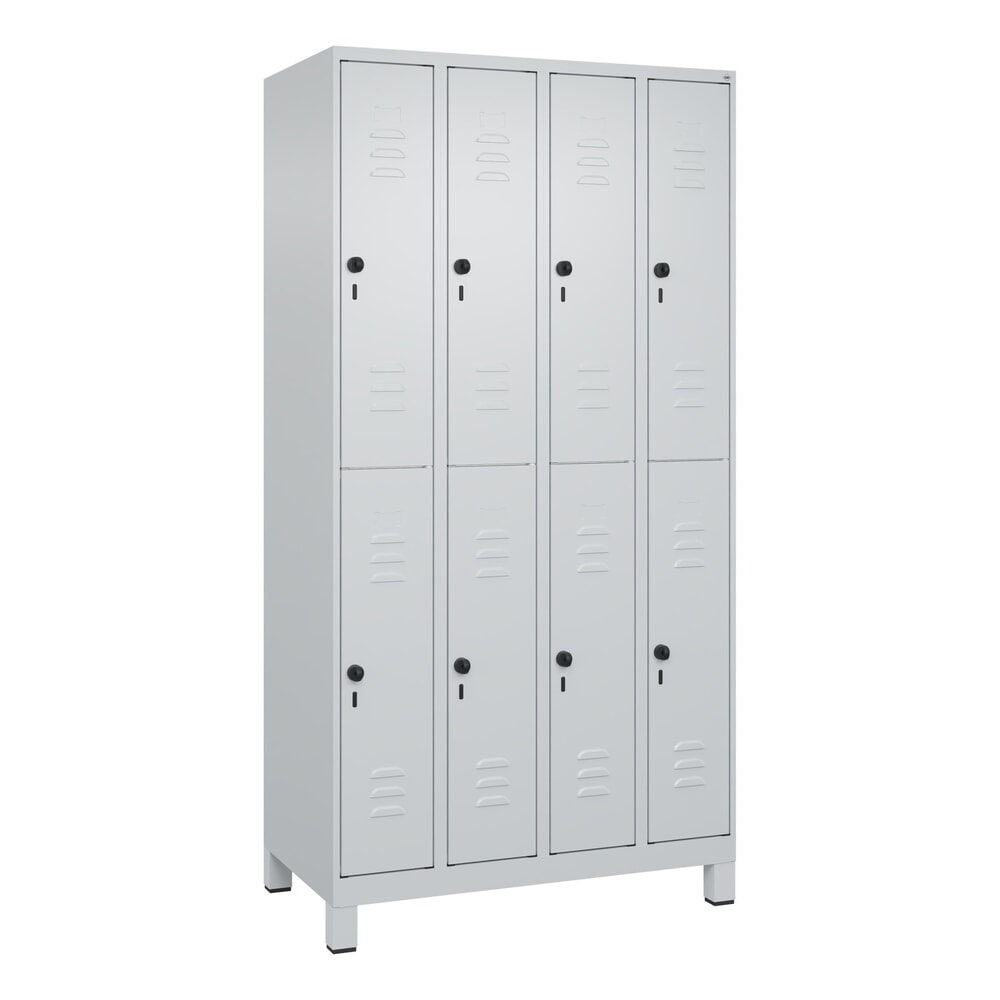Produktabbildung Nr. 9: C+P Doppelstock-Spind Classic PLUS, Füße, 4 Abteile, HxBxT 1.950 x 1.000 x 500 mm, lichtgrau, lichtgrau, 8 Fächer, für Vorhängeschloss