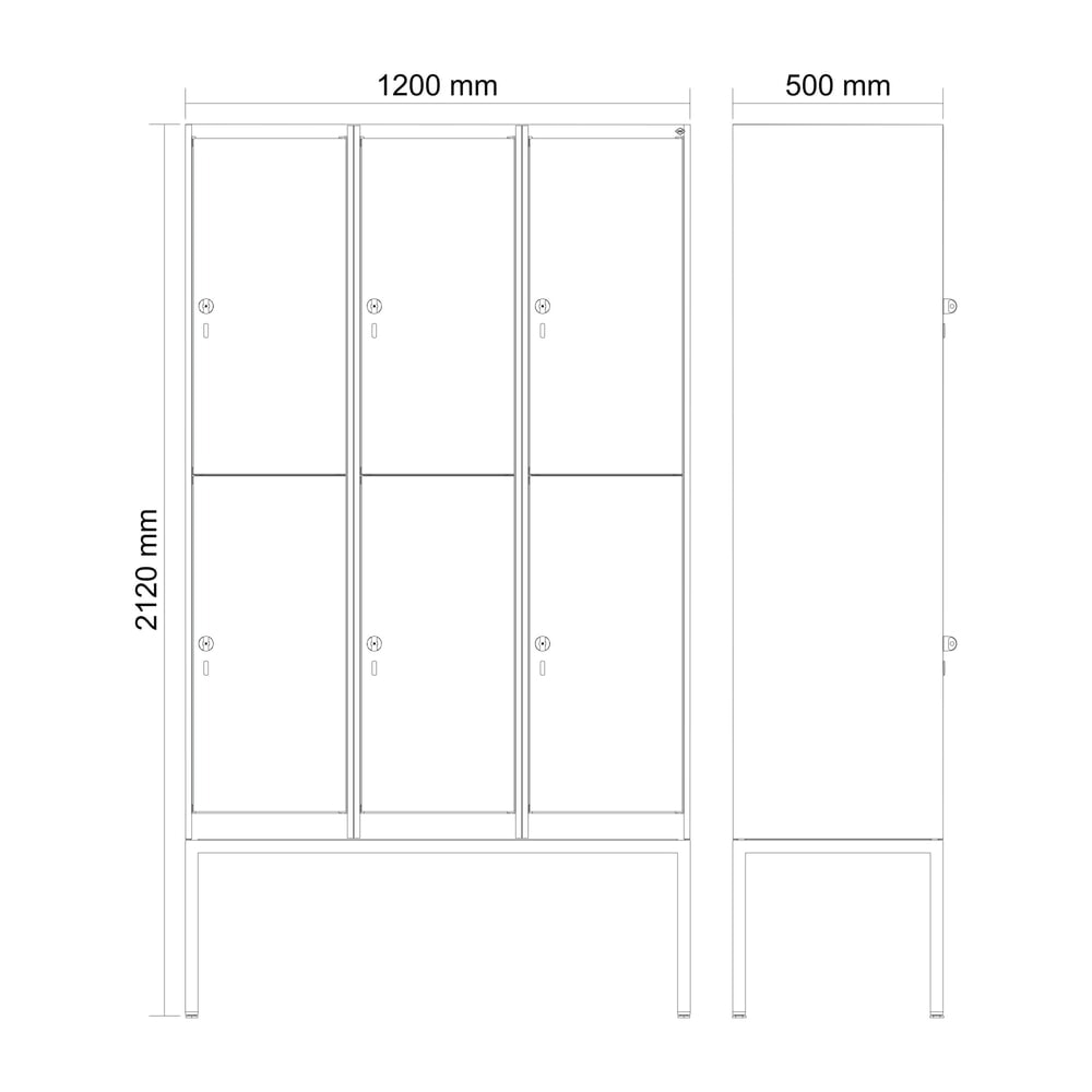 C+P Doppelstock-Spind Classic PLUS, Gestell, 3 Abteile, HxBxT 2.120 x 1.200 x 500 mm, lichtgrau, clowngrün, Zylinderschloss, 6 Fächer Produktabbildung Nr. 8: C+P Doppelstock-Spind Classic PLUS, Gestell, 3 Abteile, HxBxT 2.120 x 1.200 x 500 mm, lichtgrau, clowngrün, Zylinderschloss, 6 Fächer