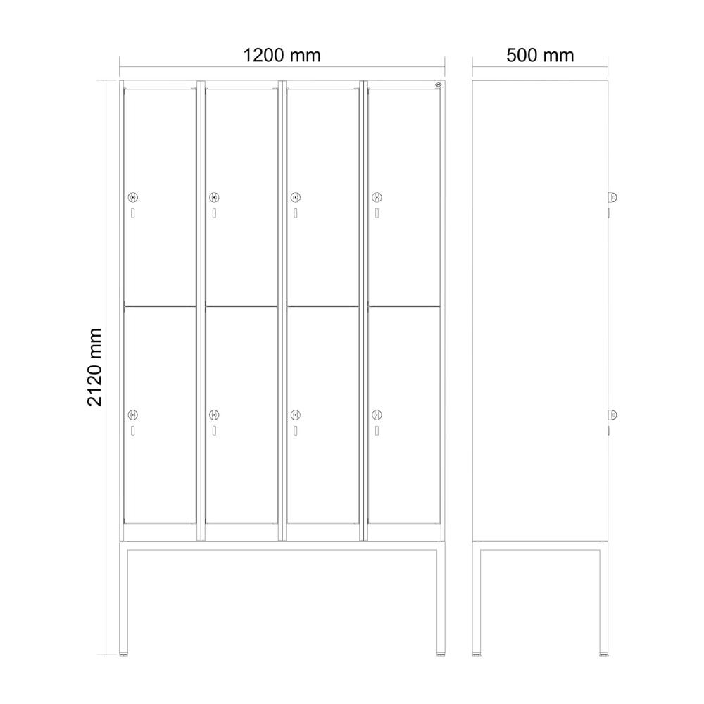 C+P Doppelstock-Spind Classic PLUS, Gestell, 4 Abteile, HxBxT 2.120 x 1.200 x 500 mm, lichtgrau, anthrazitgrau, für Vorhängeschloss, 8 Fächer Produktabbildung Nr. 8: C+P Doppelstock-Spind Classic PLUS, Gestell, 4 Abteile, HxBxT 2.120 x 1.200 x 500 mm, lichtgrau, anthrazitgrau, für Vorhängeschloss, 8 Fächer